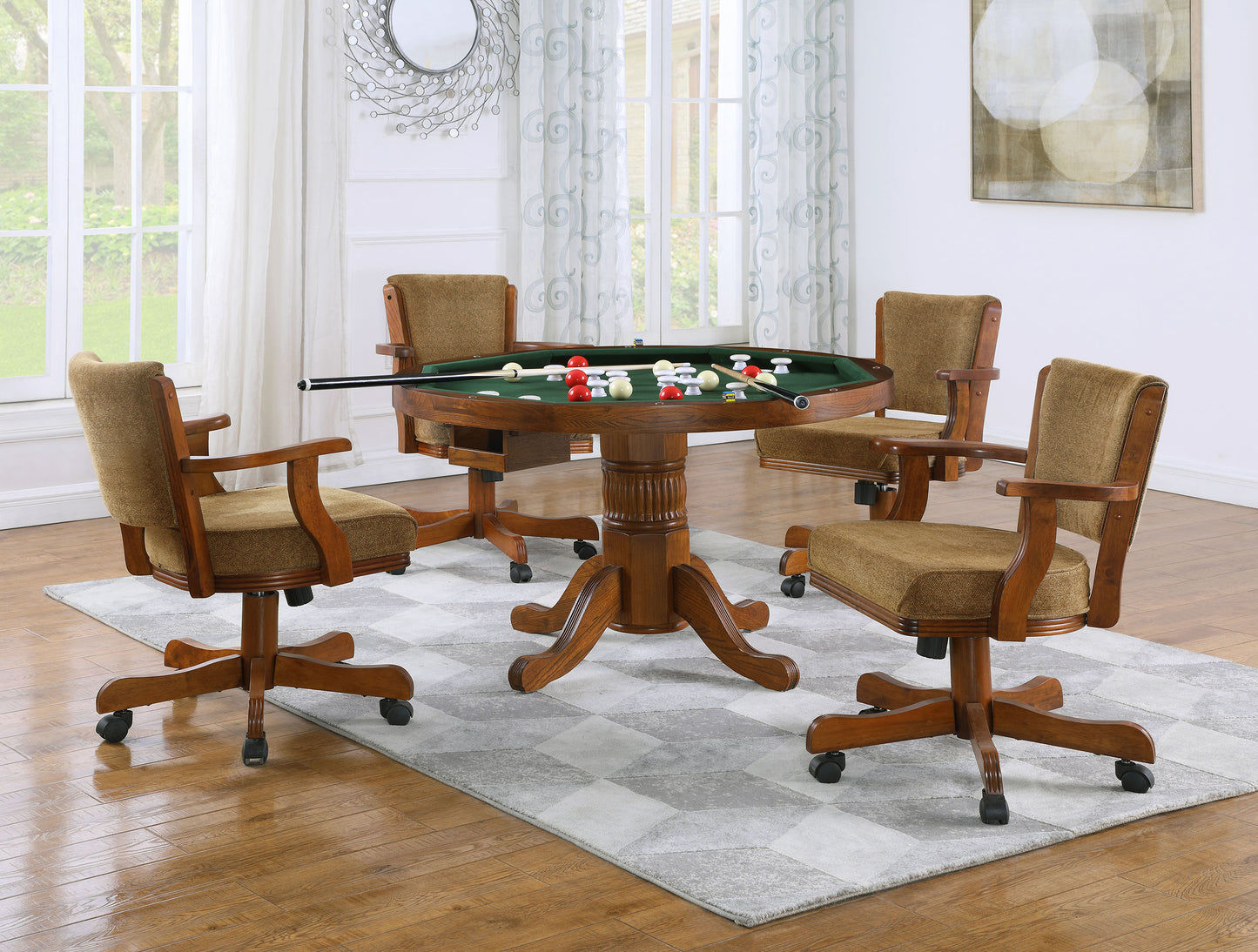 Mitchell 5-piece 3-in-1 Dining and Game Table Set Amber