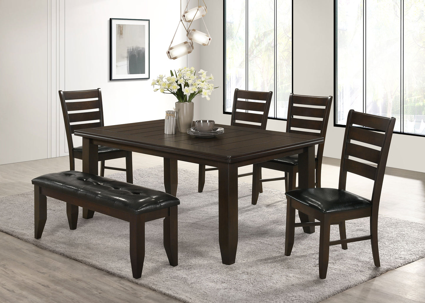 Dalila 6-piece Rectangular Dining Table Set Cappuccino