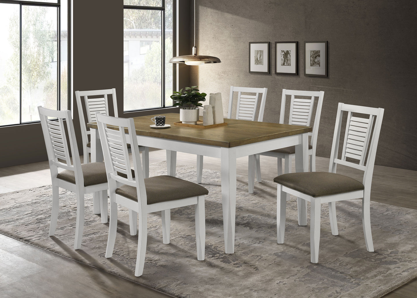 Appleton 7-piece Rectangular Dining Set Distressed White