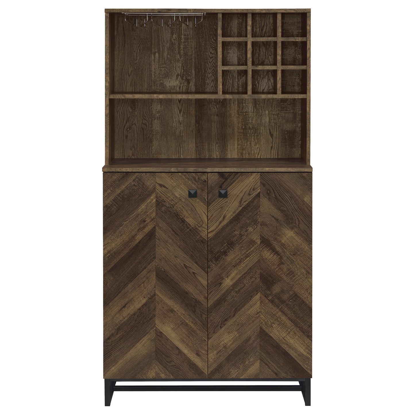 Mendoza 2-door Home Bar Cabinet Wine Storage Rustic Oak