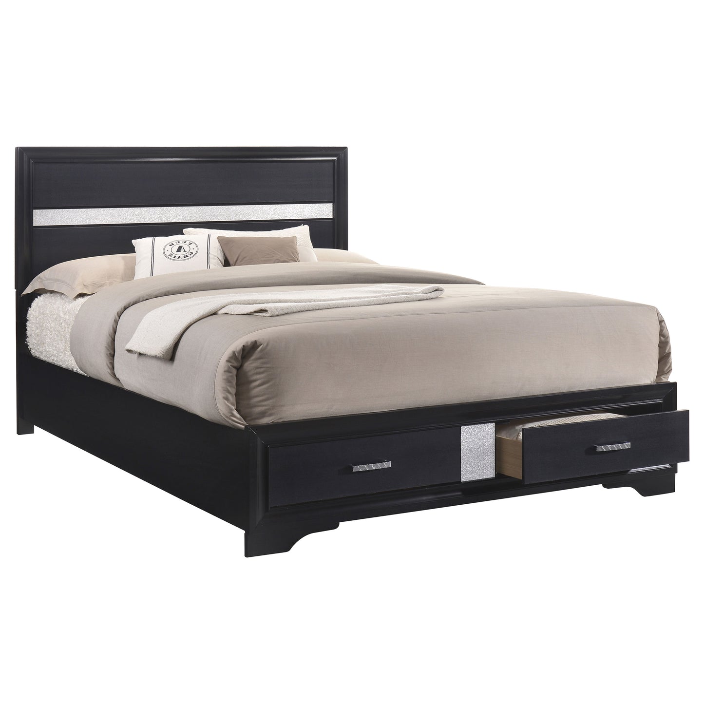 Miranda 51-inch Wood Eastern King Storage Panel Bed Black