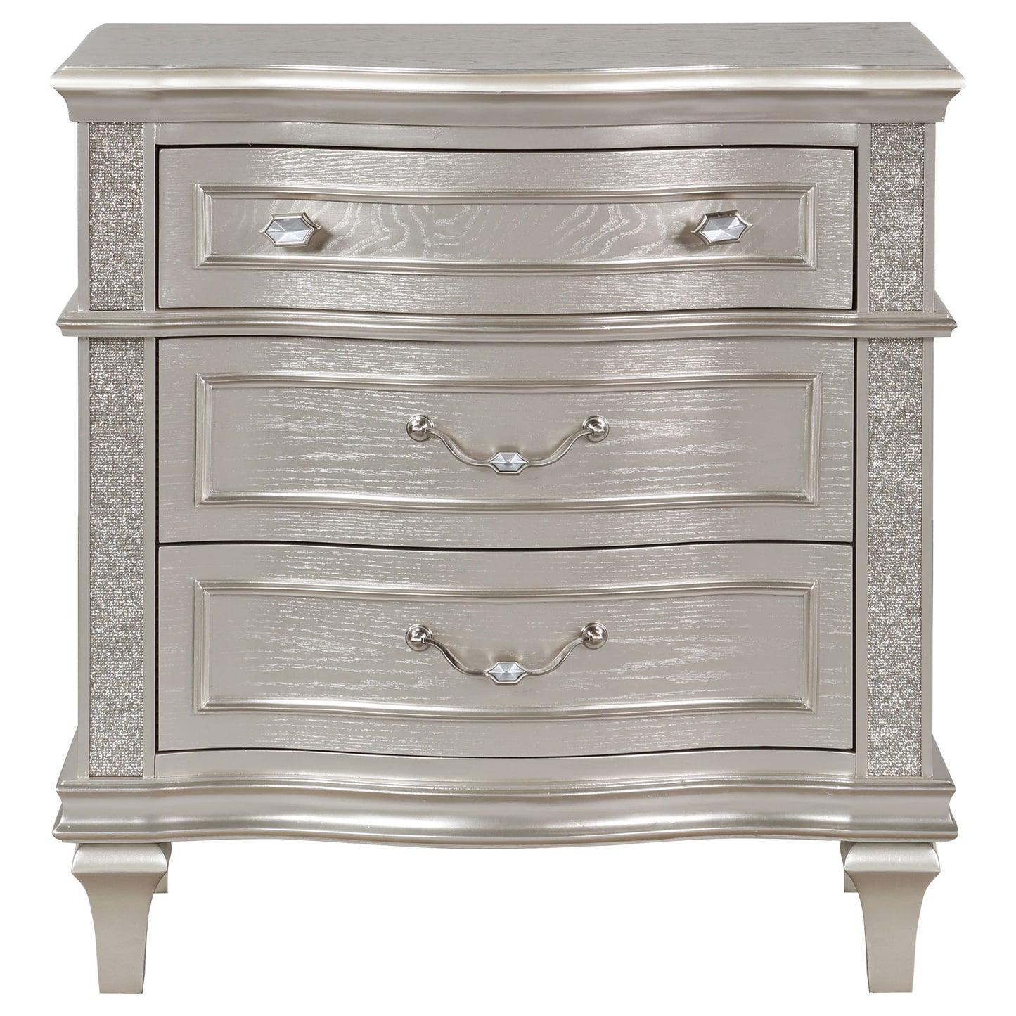 Evangeline 3-drawer Nightstand Silver Oak