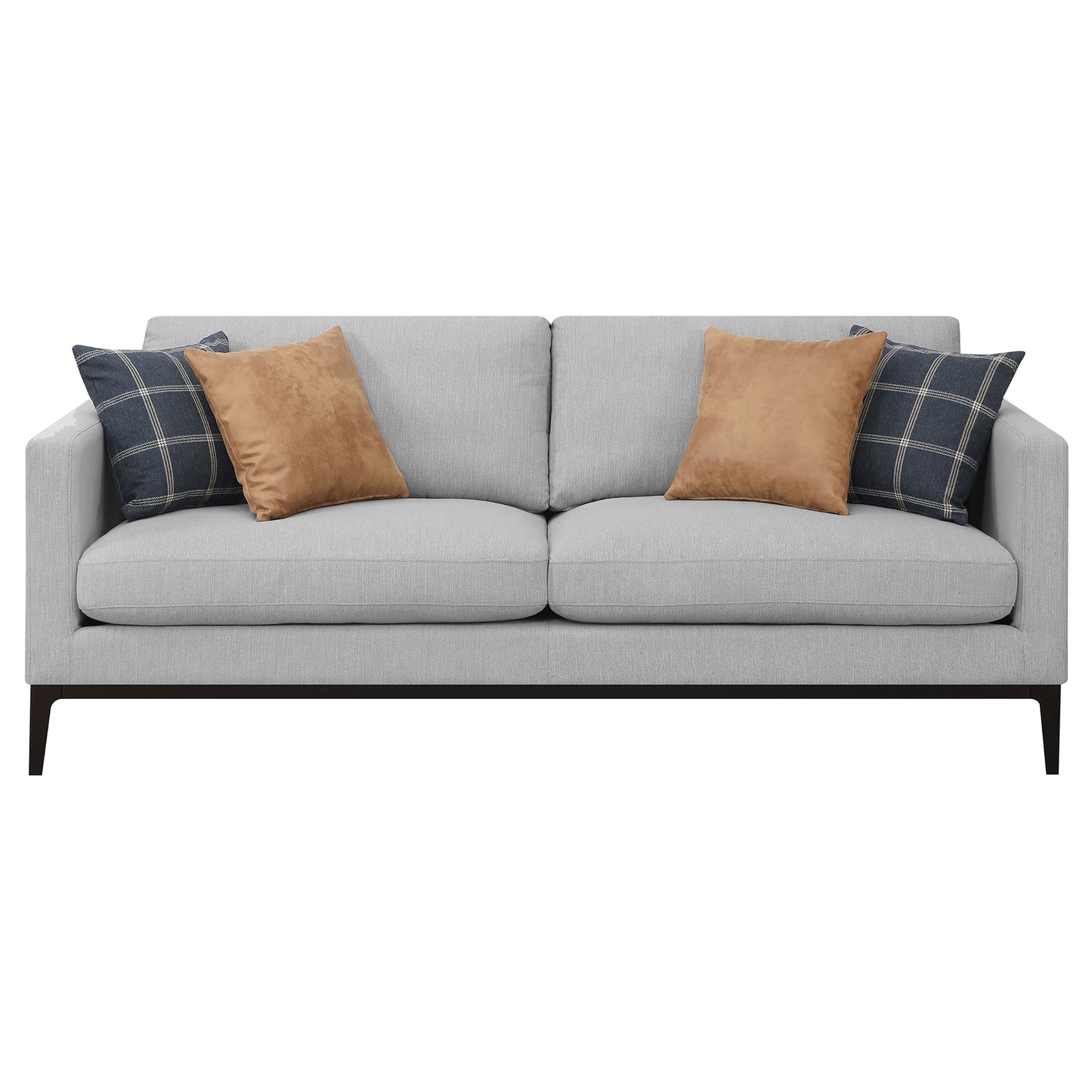 Apperson 2-piece Upholstered Track Arm Sofa Set Light Grey