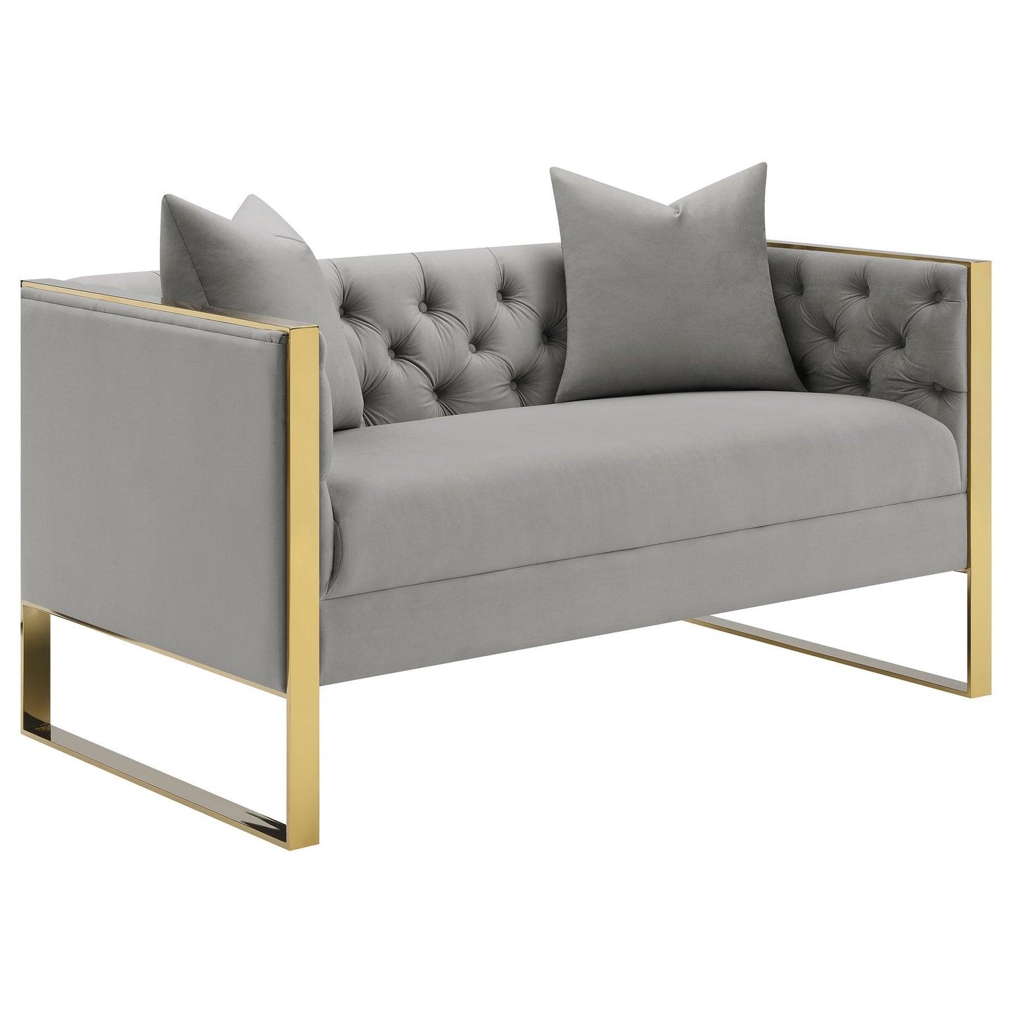 Eastbrook Velvet Upholstered Tufted Loveseat Grey