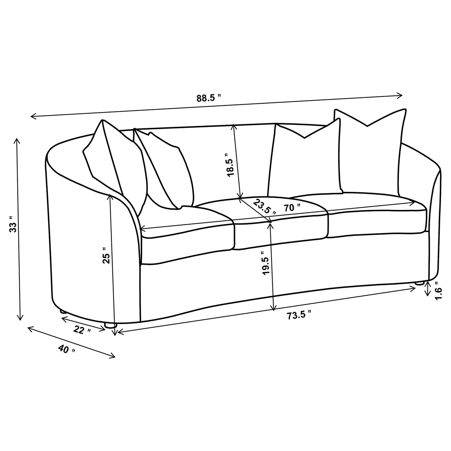 Rainn Boucle Upholstered Sloped Arm Sofa Latte