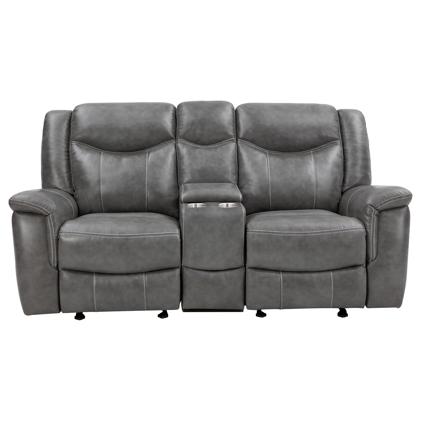 Conrad 2-piece Upholstered Padded Arm Motion Sofa Set Grey