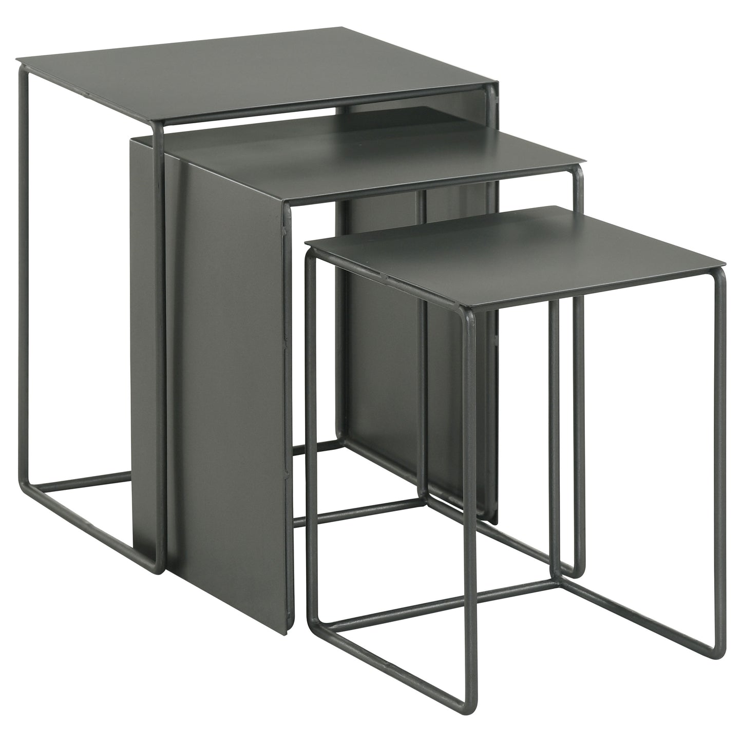 Imez 3-piece Rectangular Metal Nesting Table Set Grey