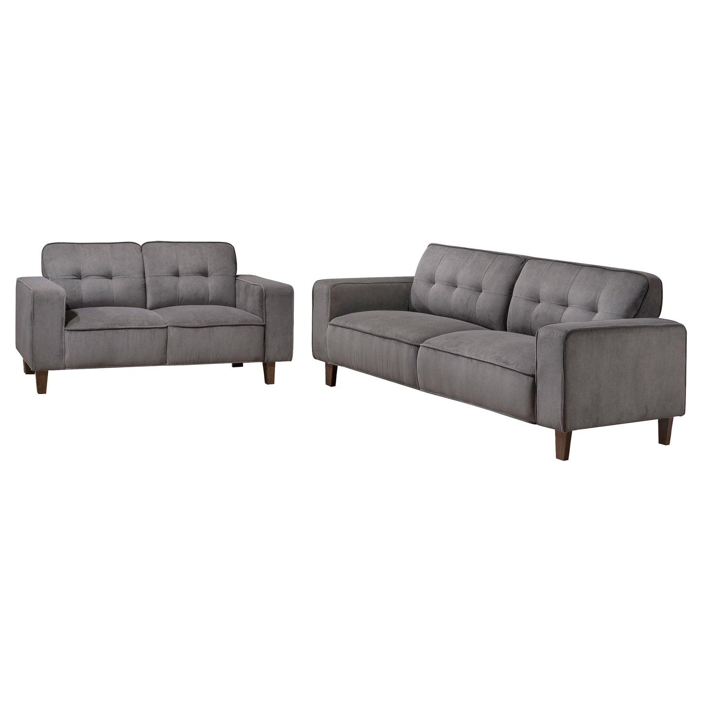 Deerhurst 2-piece Upholstered Track Arm Sofa Set Charcoal