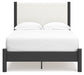 Cadmori Full Upholstered Panel Bed with Mirrored Dresser and 2 Nightstands