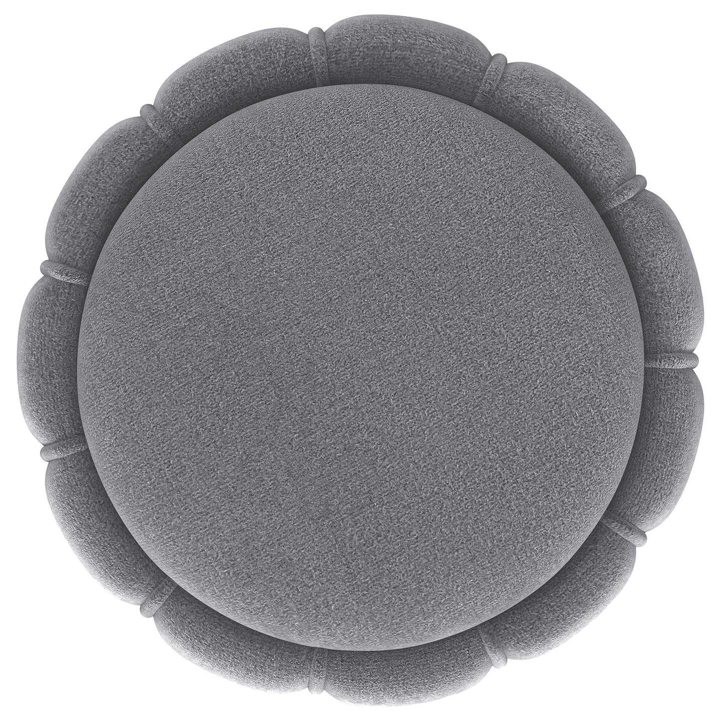 Sora Round Upholstered Ottoman Grey