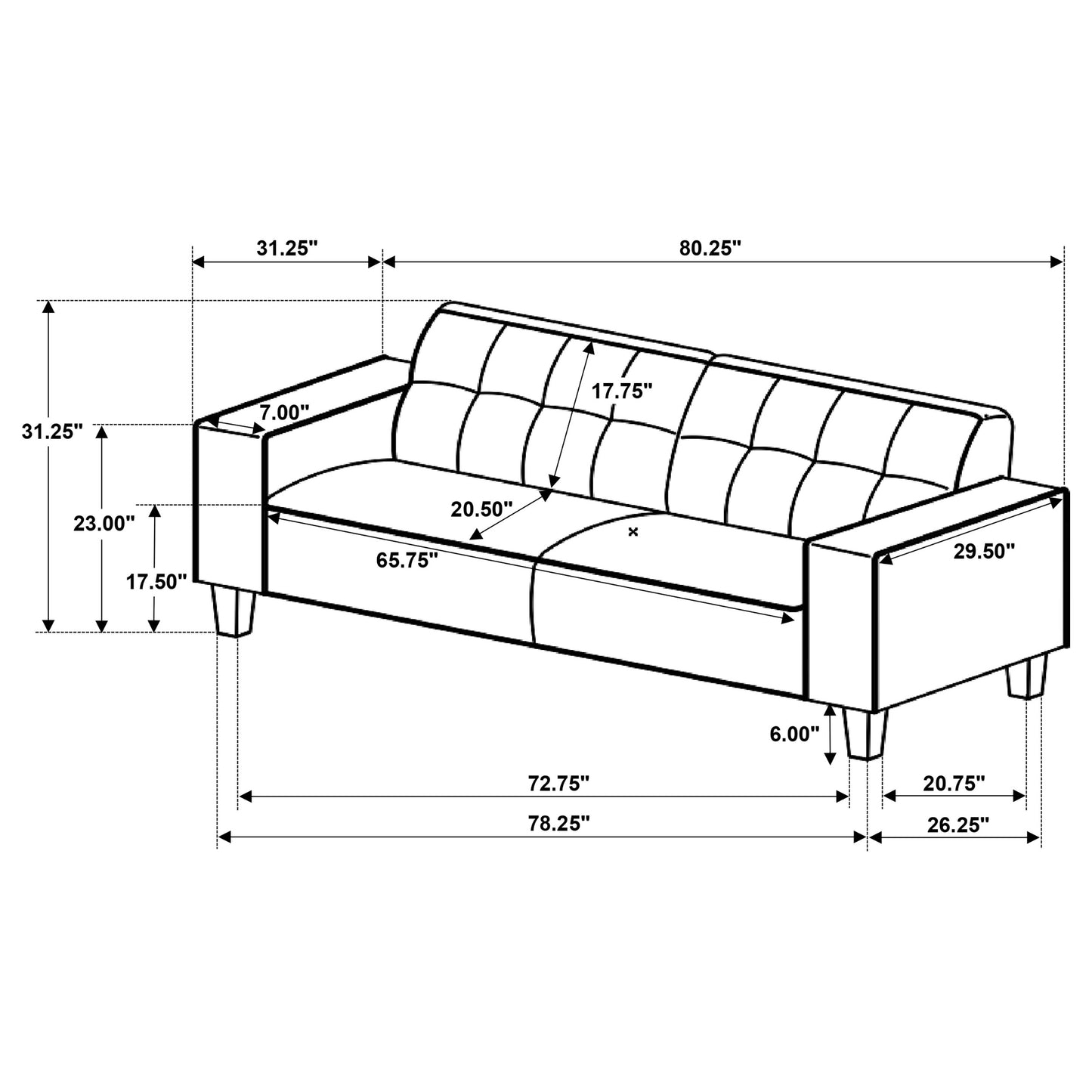 Deerhurst Upholstered Track Arm Tufted Sofa Greige