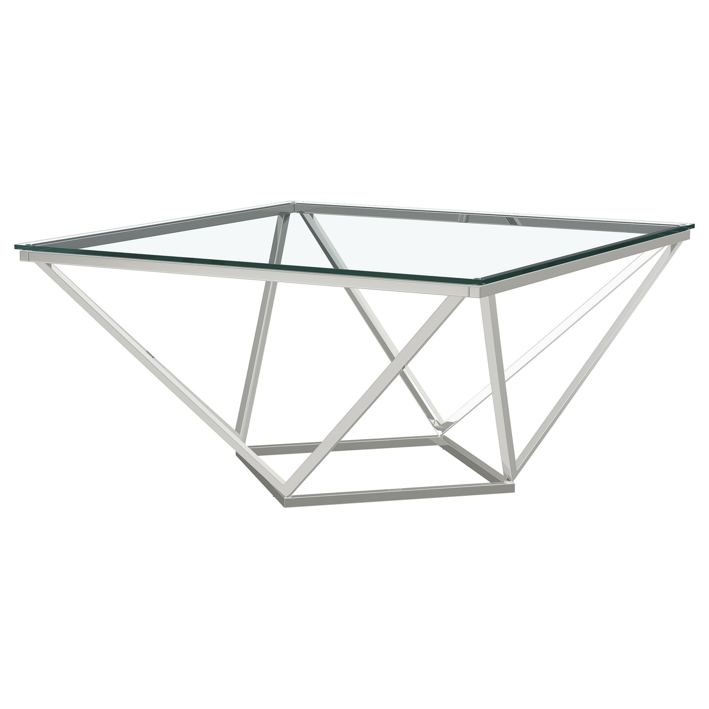 Brittania Square Glass Top Geometric Coffee Table Nickel