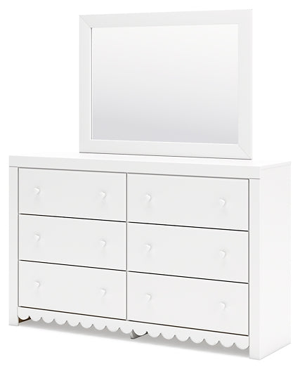 Mollviney Twin Panel Bed with Mirrored Dresser