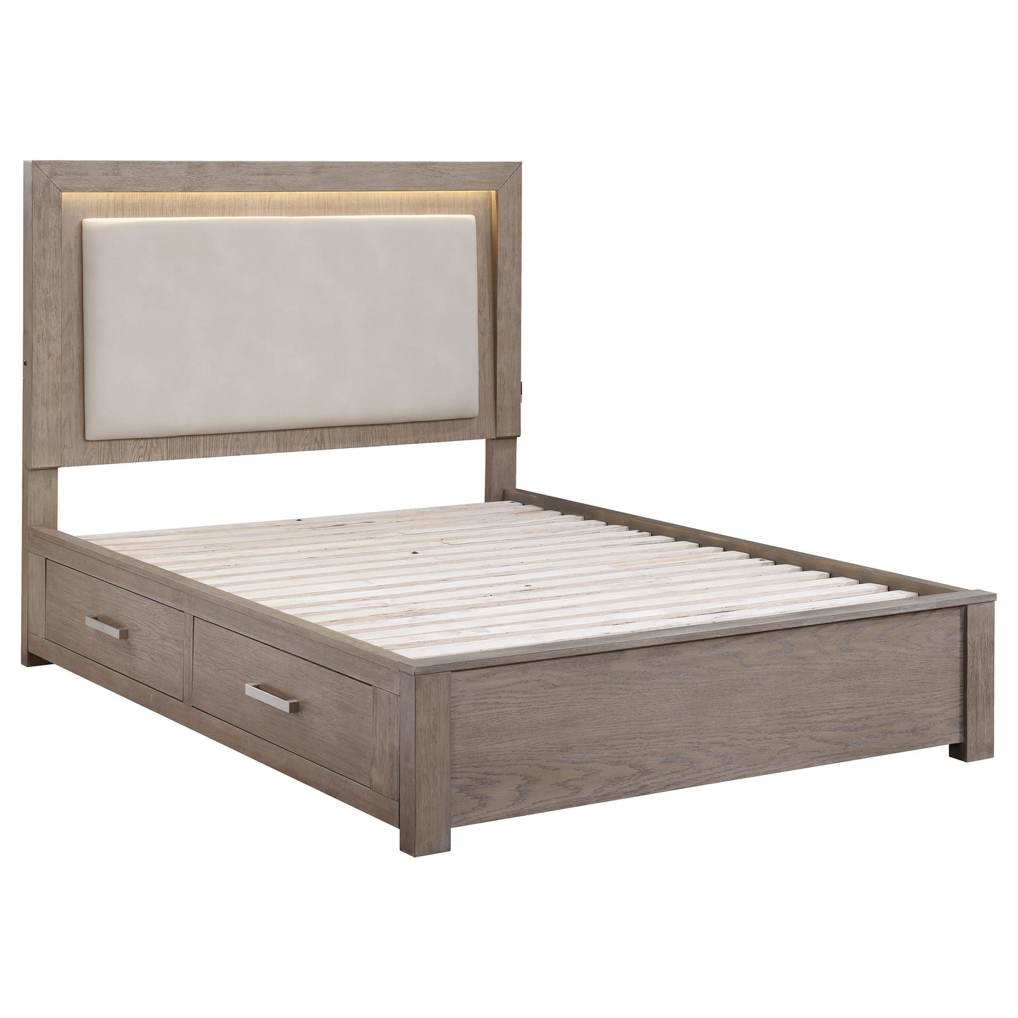 Kenora 56-inch California King LED Storage Bed Barley Brown