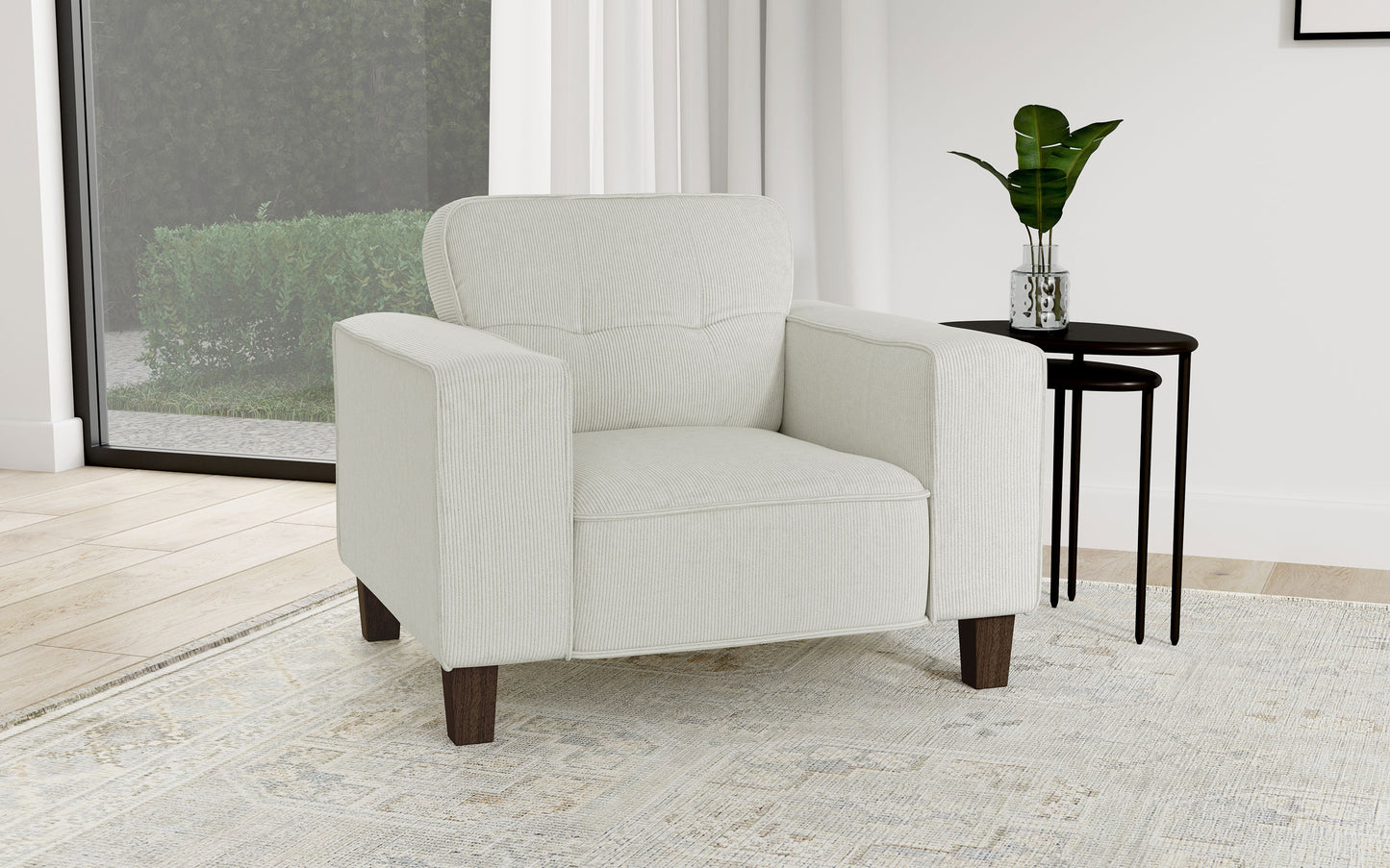 Deerhurst Upholstered Track Arm Tufted Accent Chair Greige