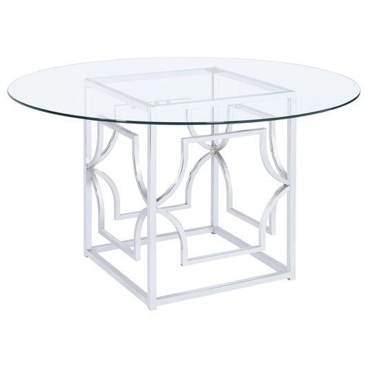 Starlight Round 54-inch Glass Top Metal Dining Table Chrome