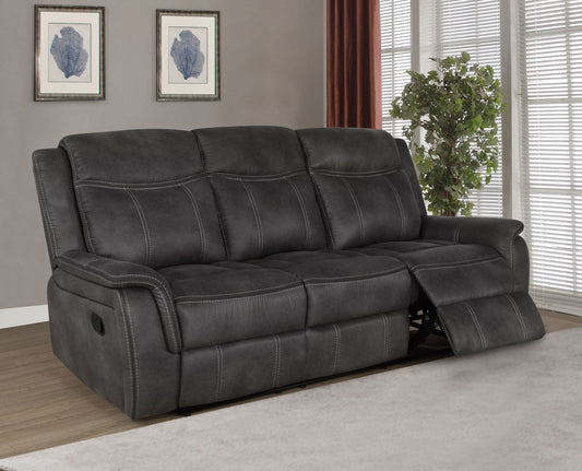 Lawrence Upholstered Padded Arm Reclining Sofa Charcoal