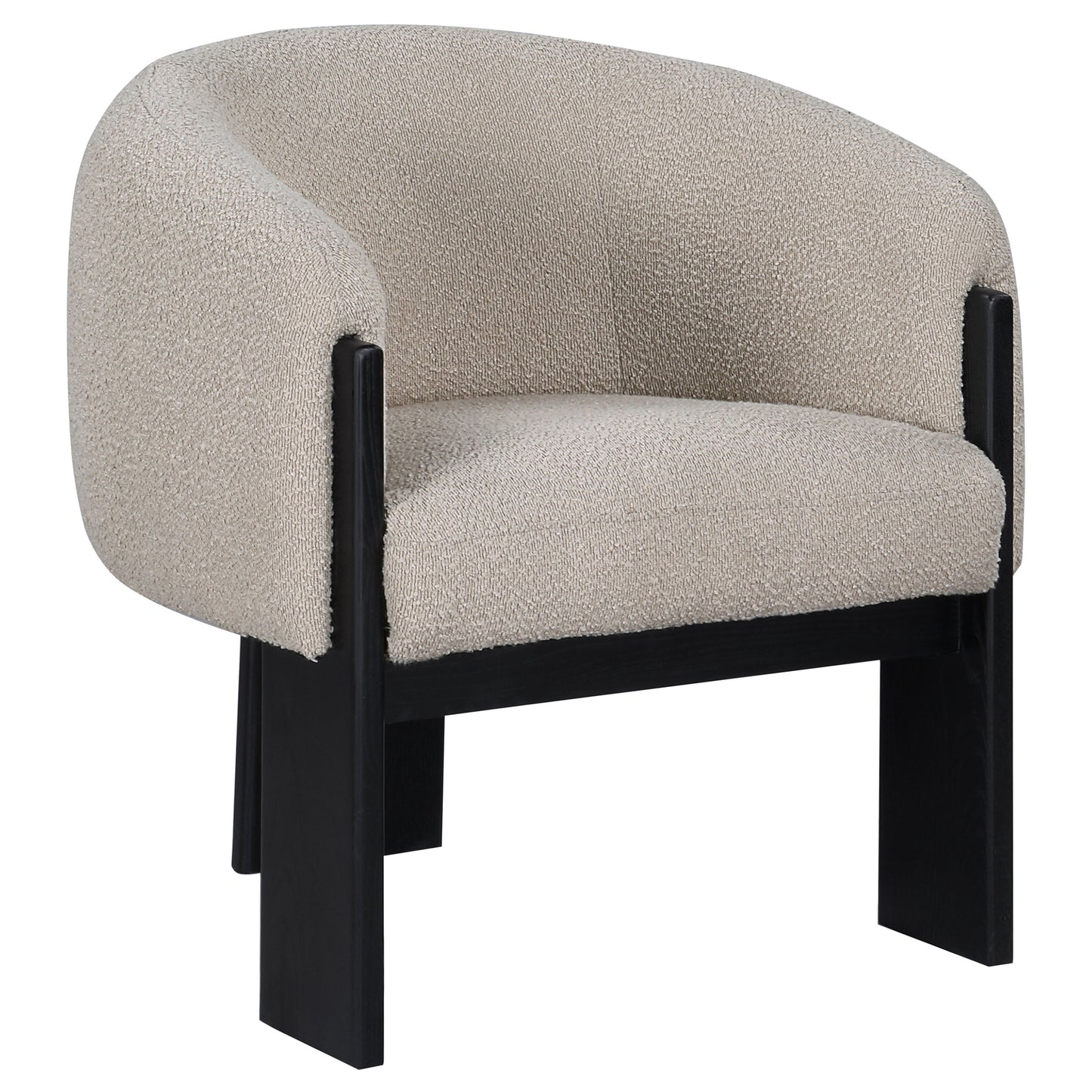 Valdez Boucle Upholstered Barrel Back Accent Chair Beige