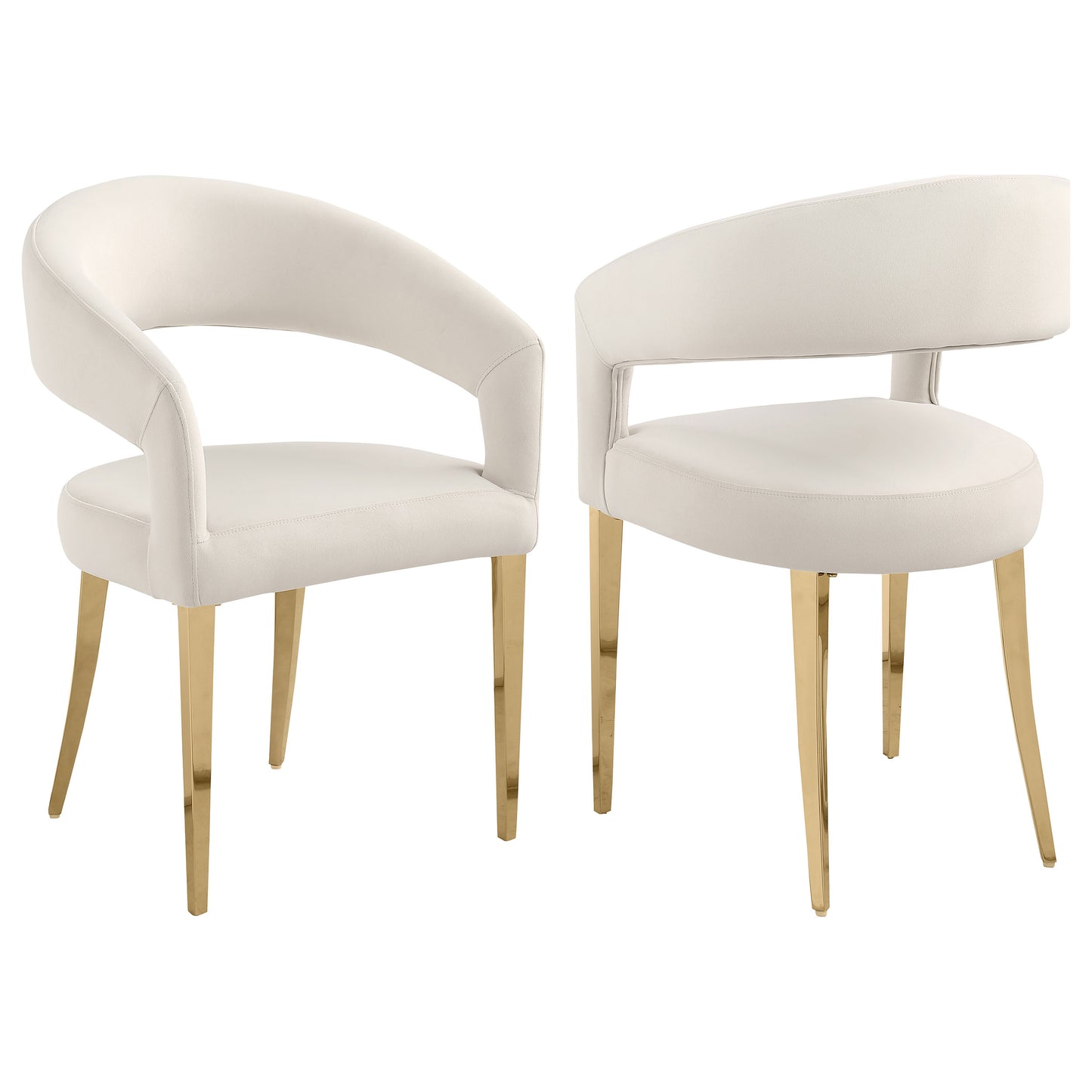 Galiano Velvet Upholstered Dining Arm Cream Beige (Set of 2)