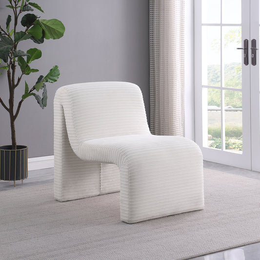 Drayton Upholstered Curved Armless Accent Chair Ivory