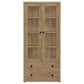 Hawthorne 4-shelf Glass Door Tall Cabinet with Drawers Mango