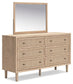 Cielden Queen Panel Bed with Mirrored Dresser and 2 Nightstands