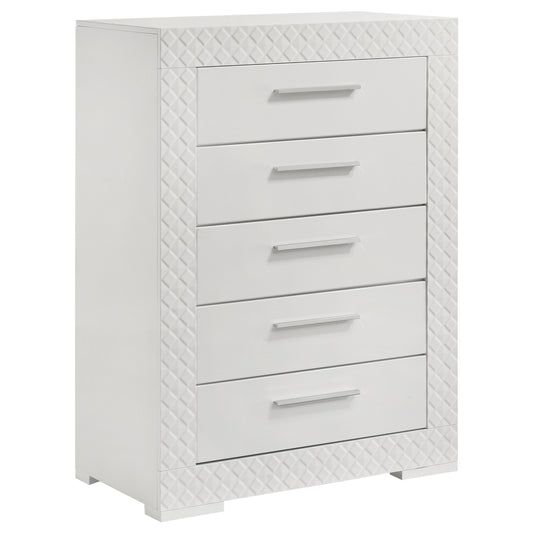 Ives 5-drawer Bedroom Chest of Drawers White High Gloss