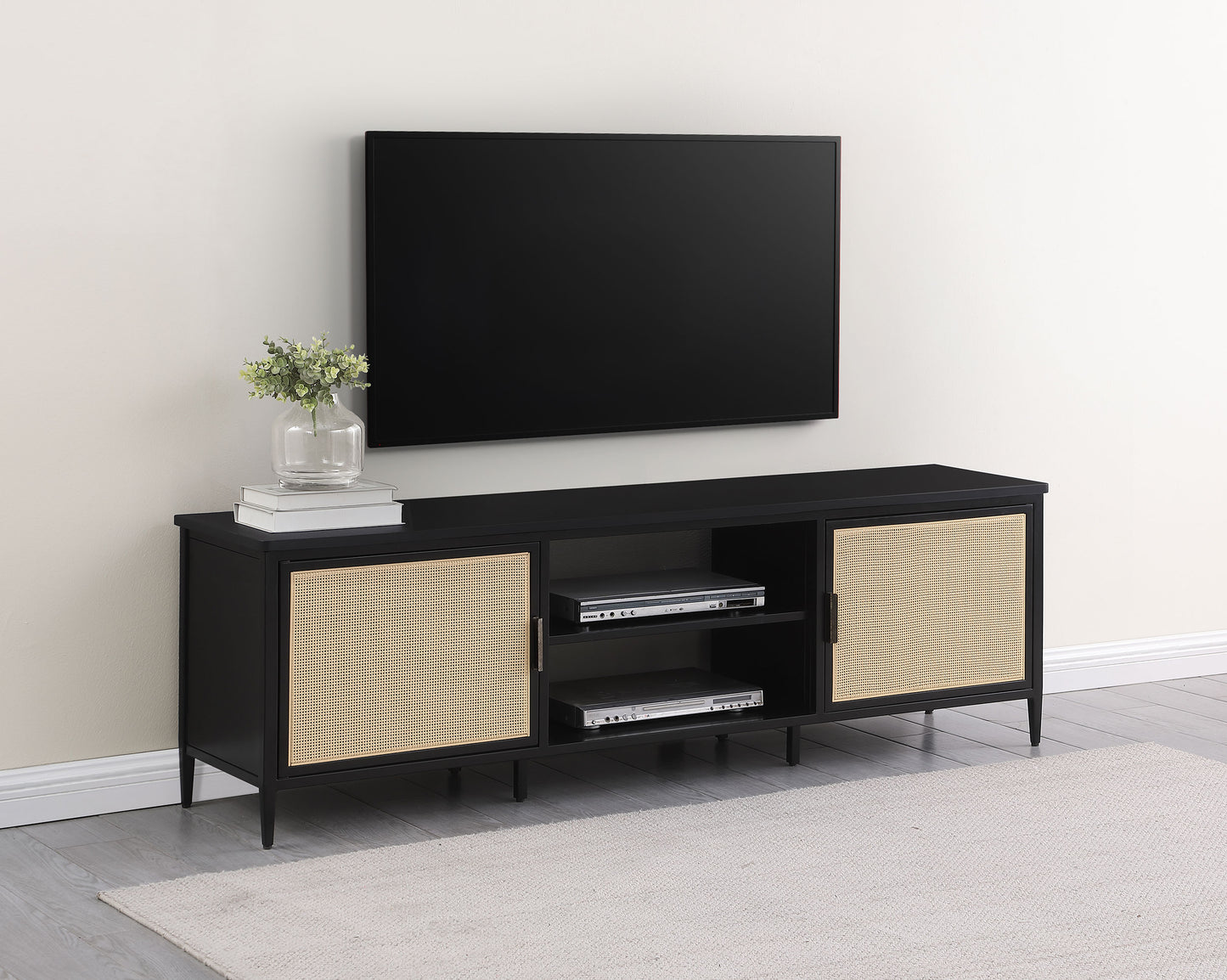 Amherst 2-door 70-inch Metal TV Stand Media Console Black