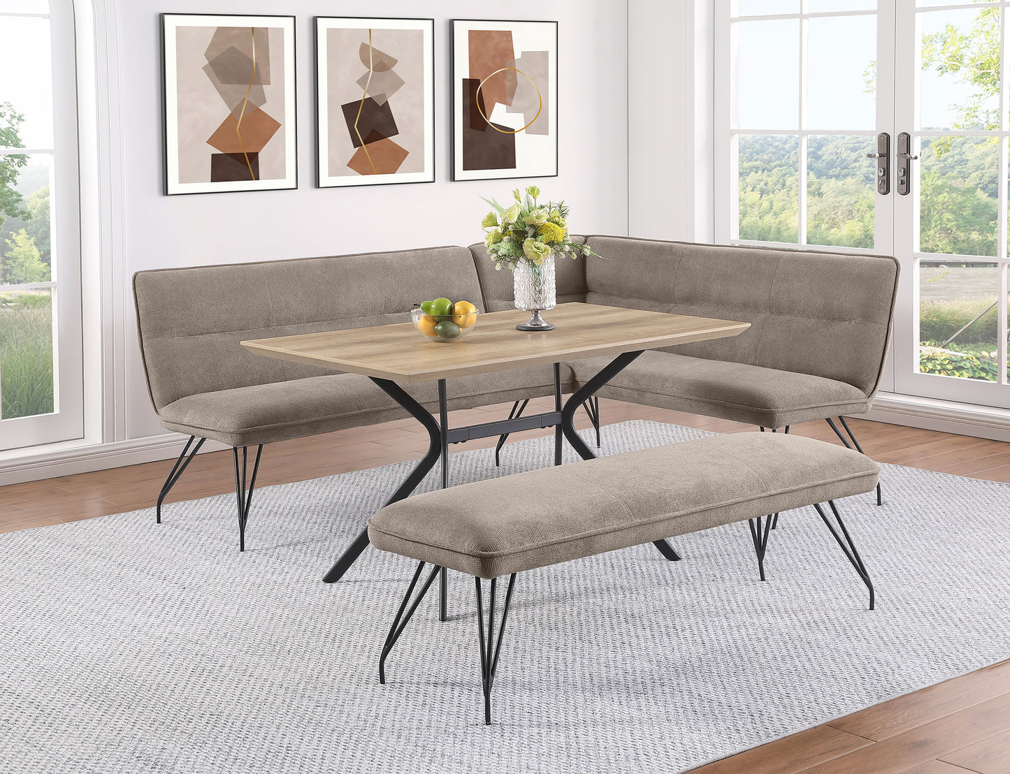 Dodson Fabric Upholstered Dining Bench Taupe