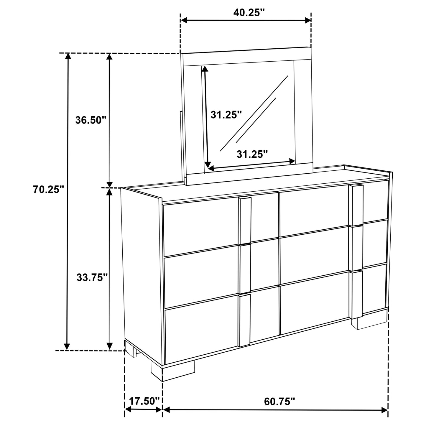 Hyland 6-drawer Dresser with Mirror Natural