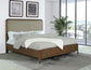 Maderia 57-inch Upholstered Eastern King Panel Bed Walnut