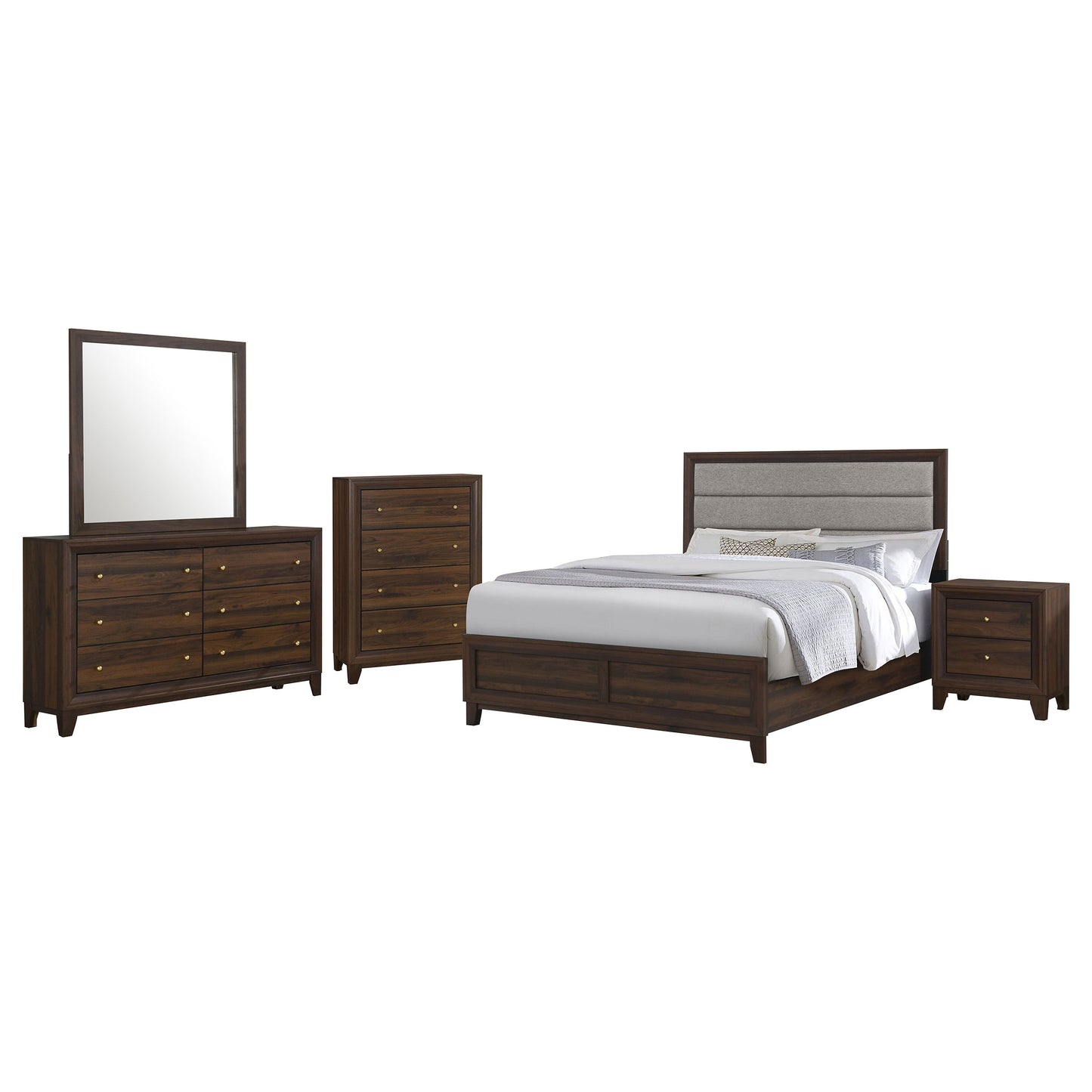 Welsley 5-piece Queen Bedroom Set Walnut