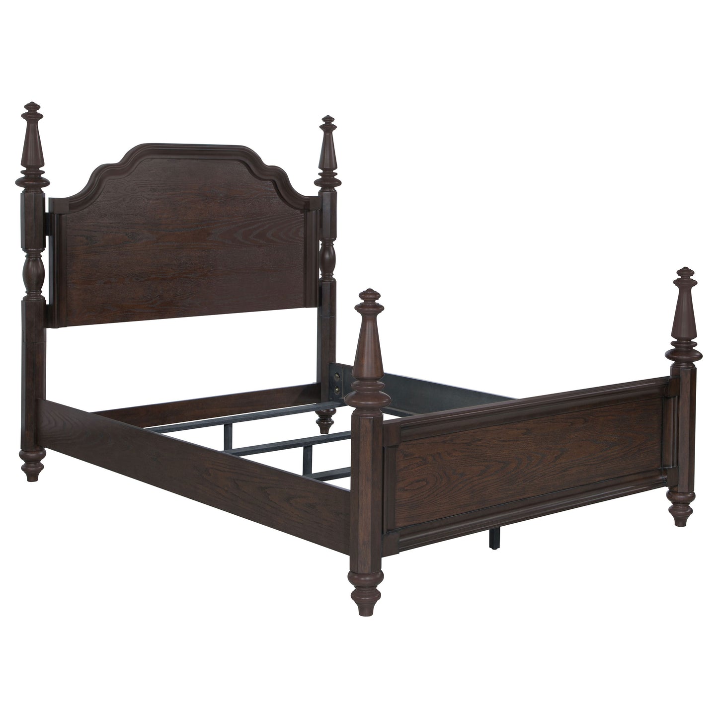 Andover 63-inch Four Poster Queen Bed Dark Oak