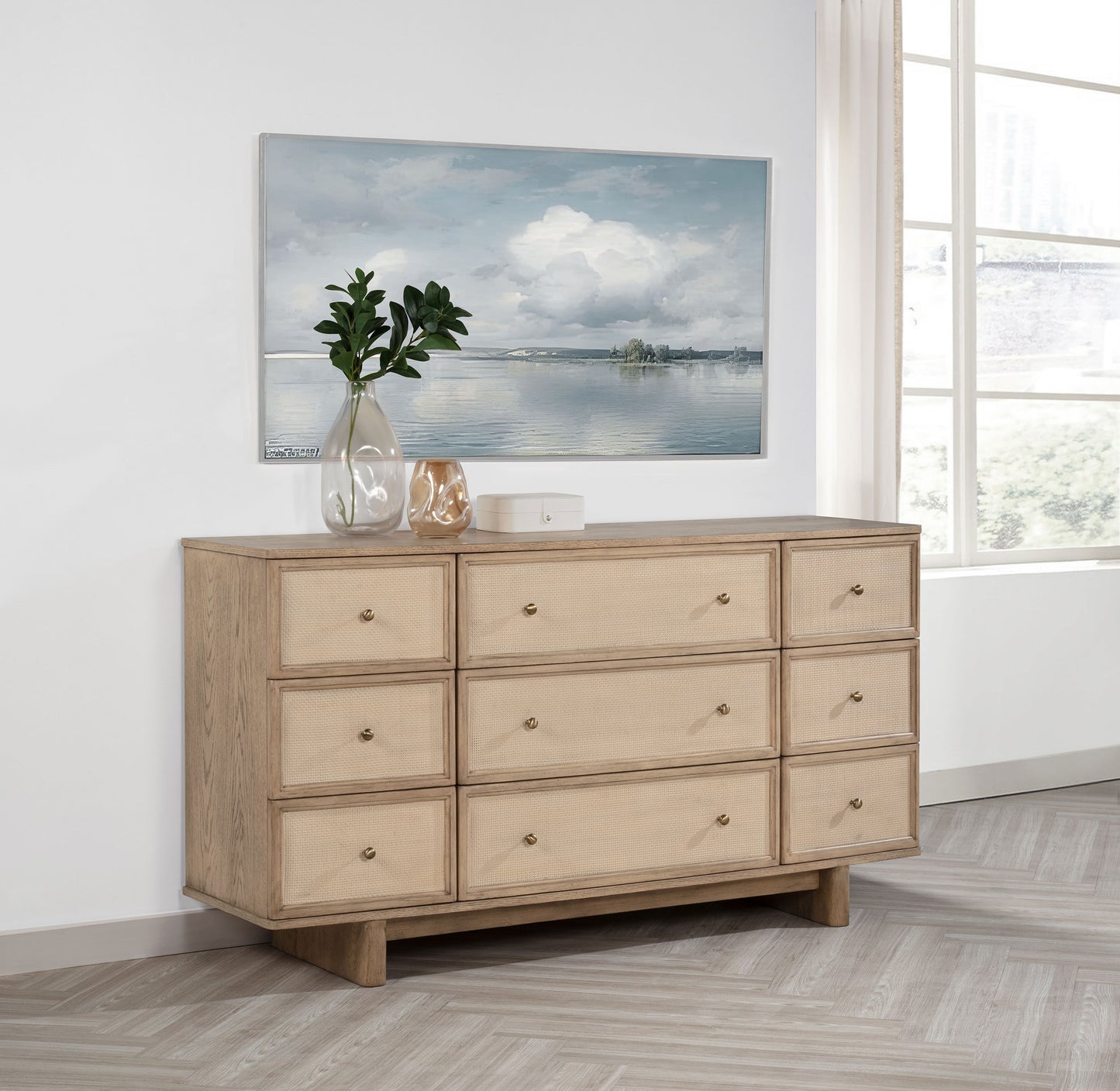 Kailani 9-drawer Dresser Cabinet Beige Oak