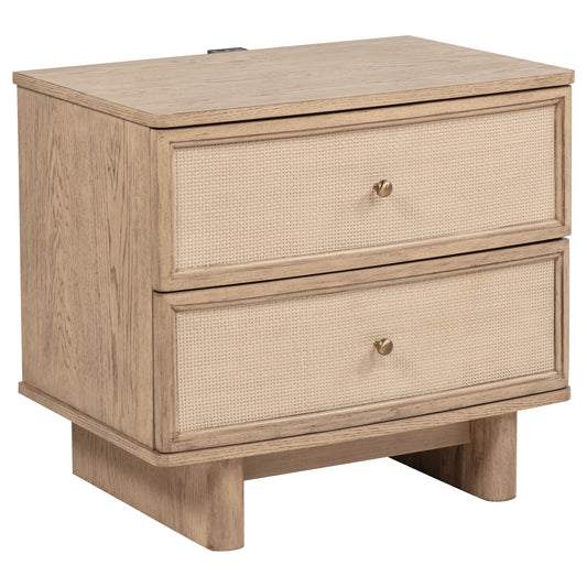 Kailani 2-drawer Nightstand Bedside Table Beige Oak