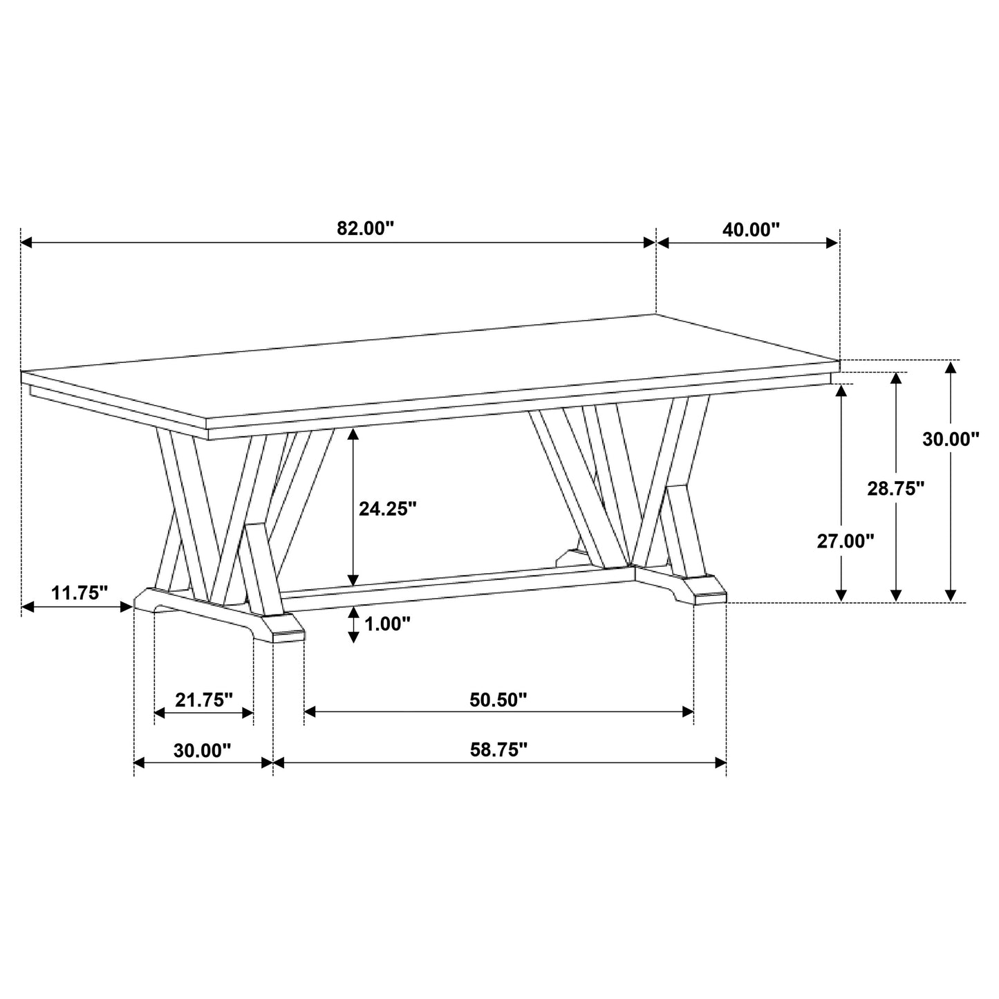 Cornelia Rectangular 82-inch Dining Table Coastal Grey