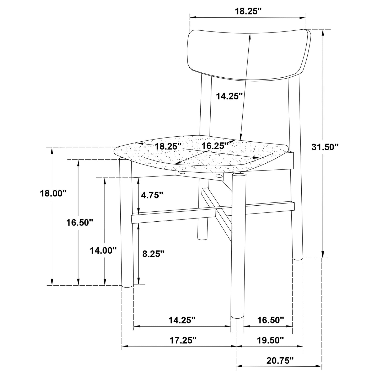 Parkridge Dining Side Chair Natural Walnut (Set of 2)