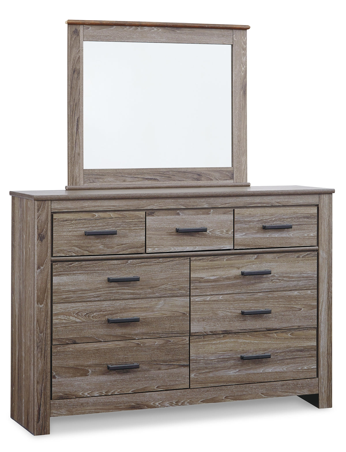 Zelen Full Panel Headboard with Mirrored Dresser and 2 Nightstands