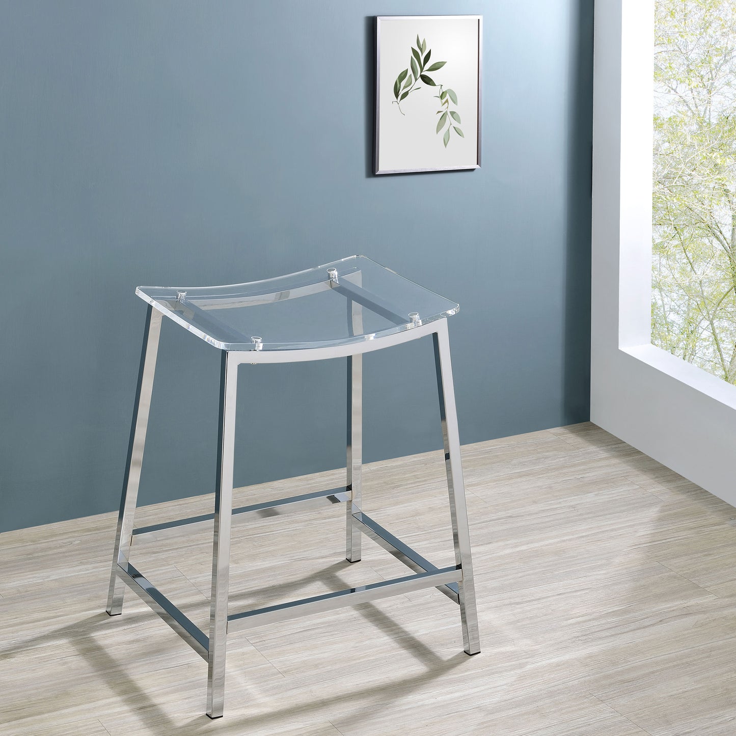 Jovani Acrylic Backless Counter Stool Chrome (Set of 2)