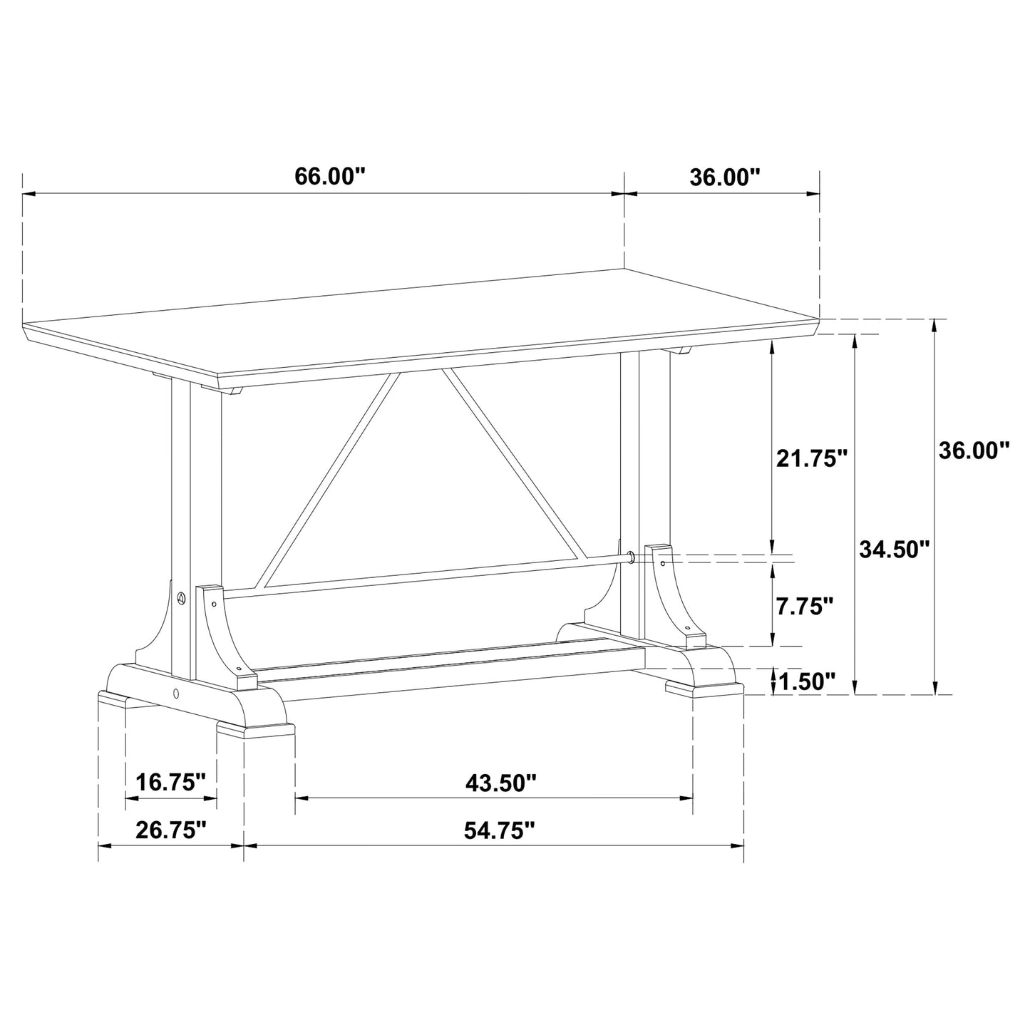 Aldrich 66-inch Marble Top Counter Height Dining Table White