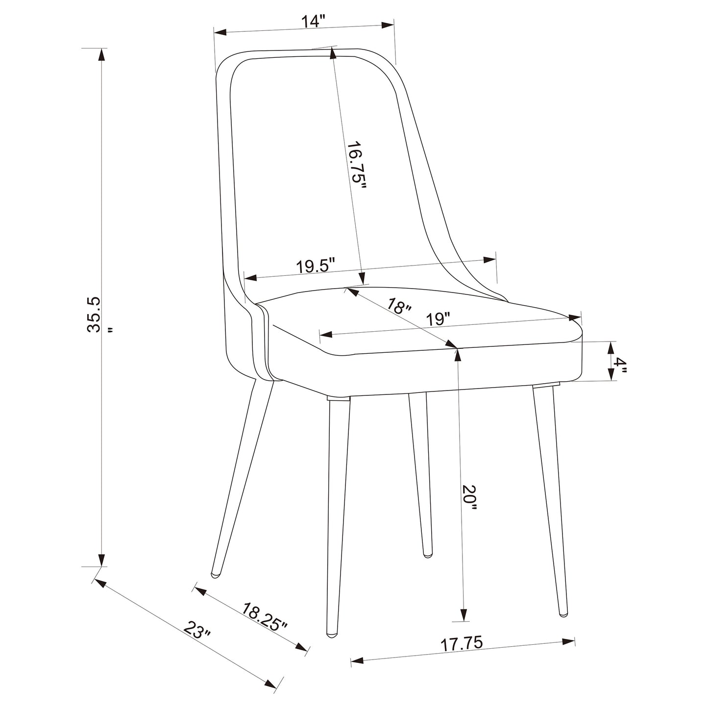 Cabianca Upholstered Dining Side Chair Grey (Set of 2)