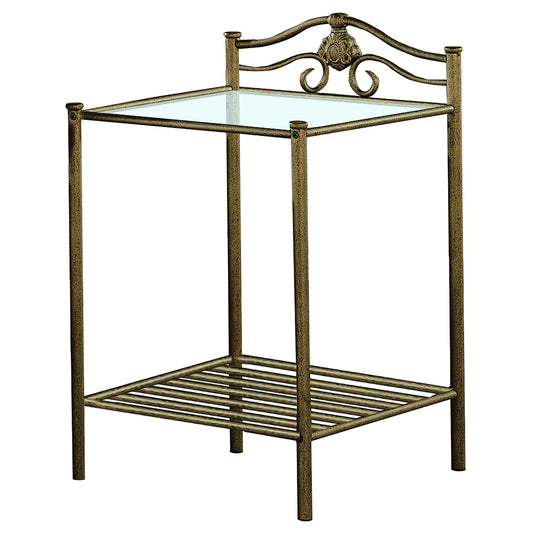 Sydney Metal 2-shelf Nightstand Antique Brushed Gold