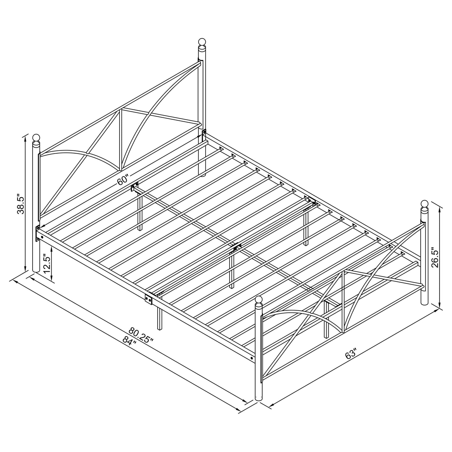 Hart Metal Queen Open Frame Bed White