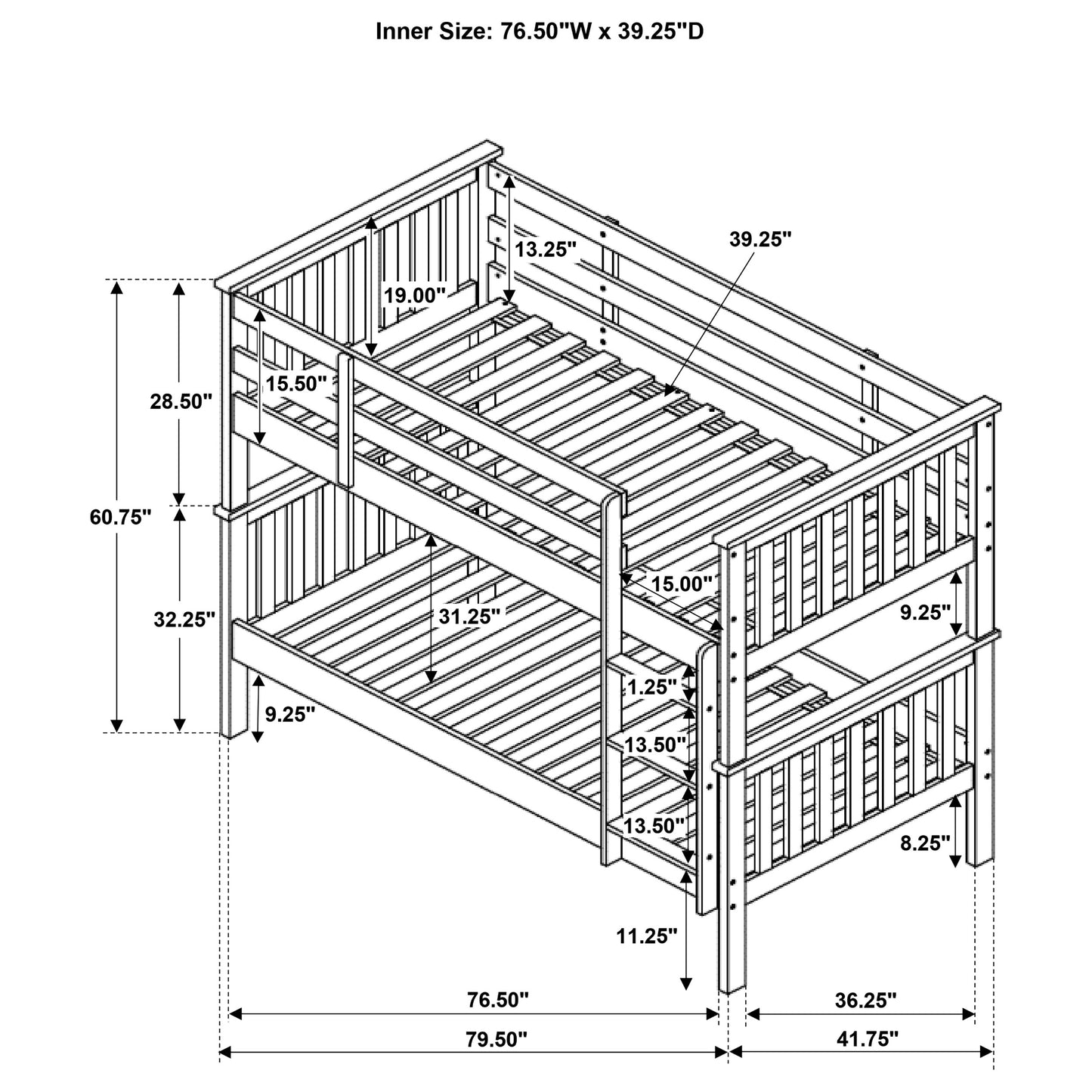 Chapman Wood Twin Over Twin Bunk Bed White