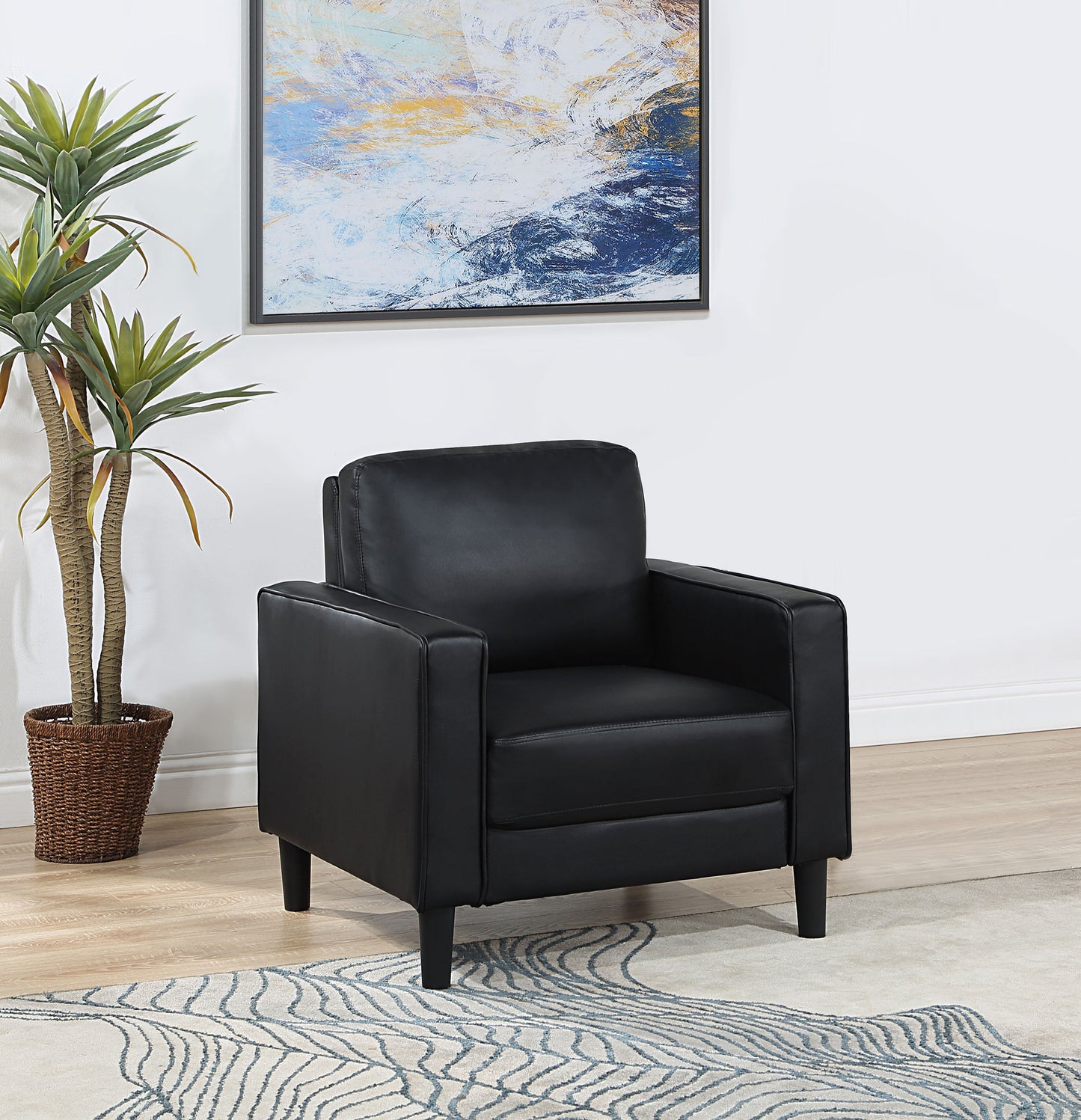 Ruth Upholstered Track Arm Accent Chair Black