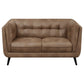 Thatcher Upholstered Tuxedo Arm Tufted Loveseat Brown