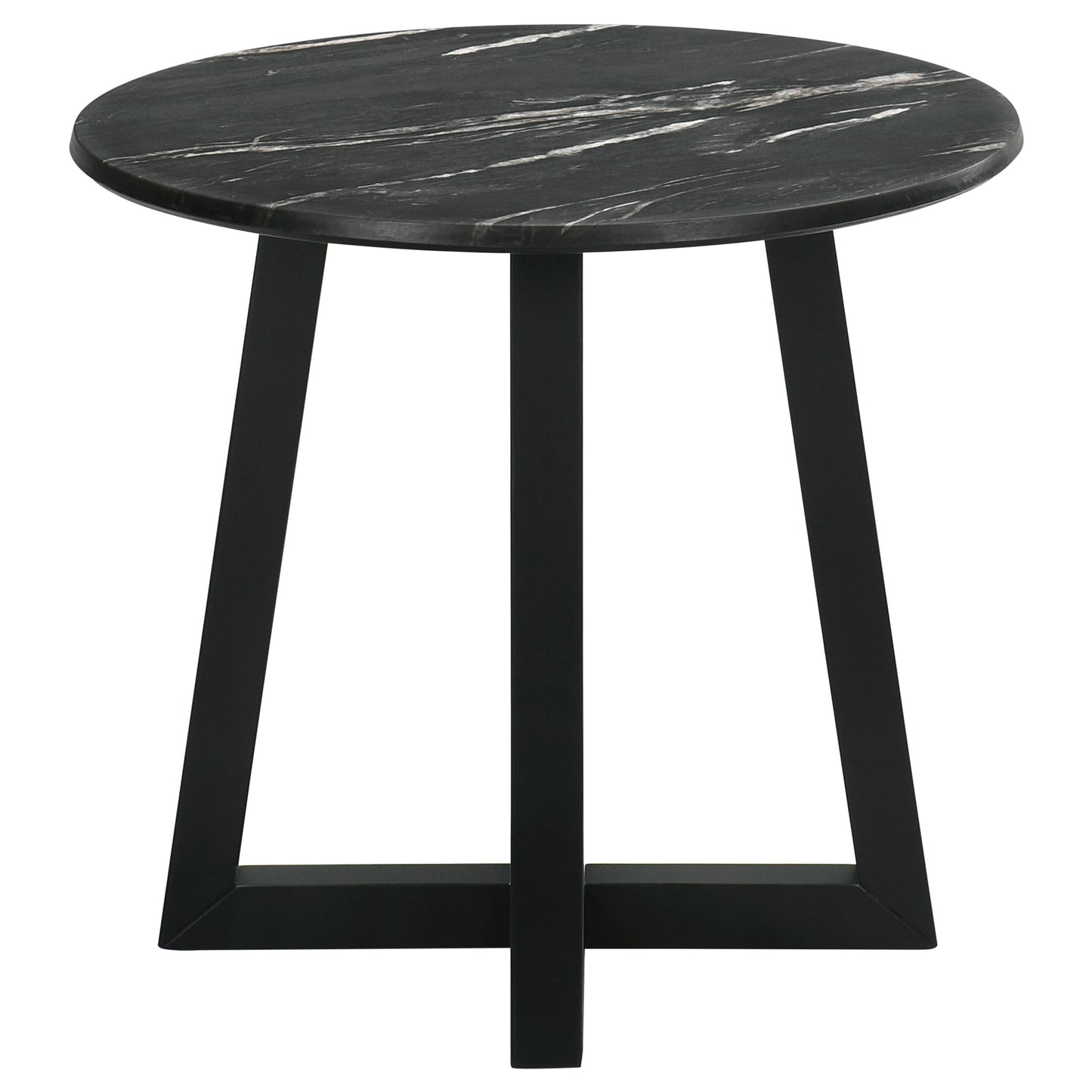 Skylark Round Marble-like SmartTop Side End Table Black