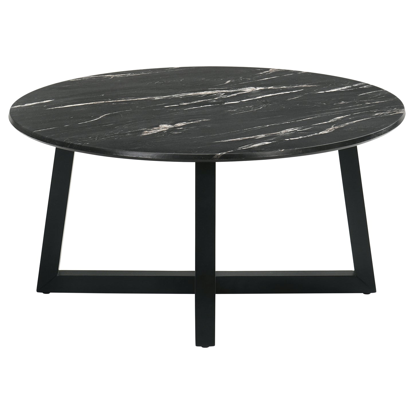 Skylark Round Marble-like SmartTop Coffee Table Black