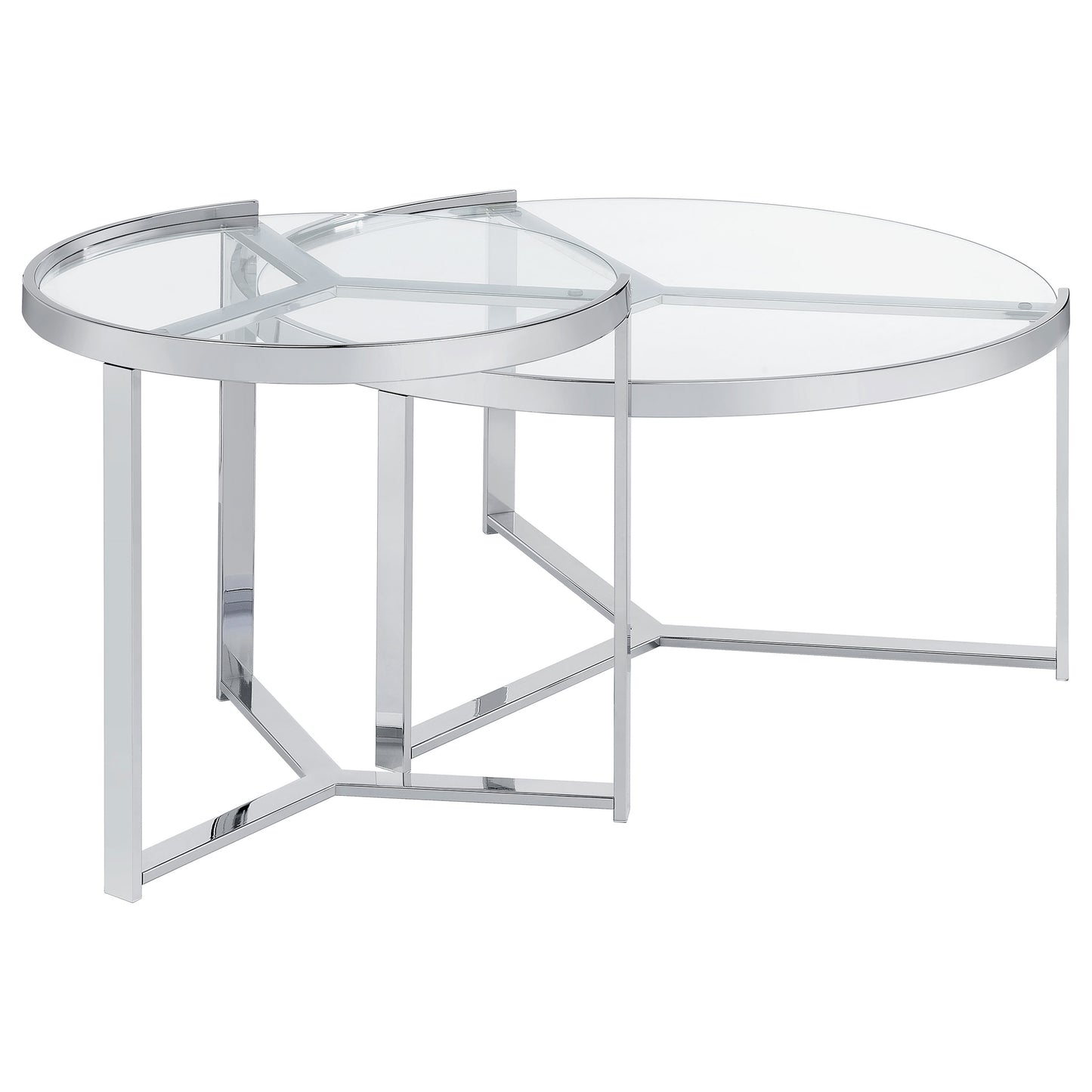 Delia 2-Piece Round Glass Top Nesting Coffee Table Chrome