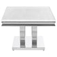 Kerwin Rectangular Stone Top Coffee Table White and Chrome